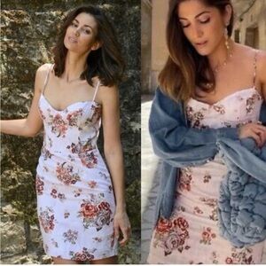 NWOT Brock Collection x H&M Linen Corset Floral Dress Size Medium